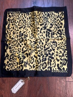 NWT Rapsodia PLN Nomad Amarillo/Yellow and Black Scarf 12” x 12”